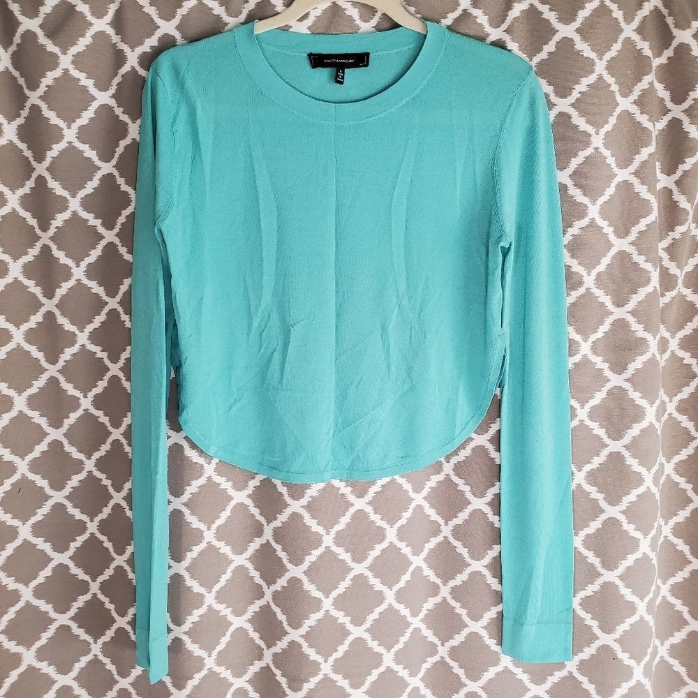 Robert Rodriguez Turquoise Blue Cropped Long Sleeve Top S